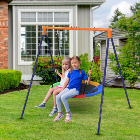 Portique Balançoire Exterieur, Cadre Support de Nid d’Oiseaux avec 3 Crochets, pour Adulte et Enfant,Portique Balancoire 1 Place Charge 150KG (1/5)