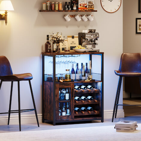 Porte-bouteilles Globe En Bois Goplus - Support De Bar à Vin, étagère Décorative Rétro, Multicolore