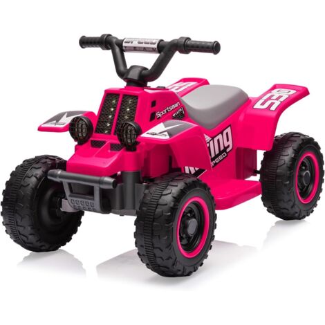 Quad Électrique Enfant 6V, Voiture Électrique pour Enfants avec LED, Musique, Klaxon, Longue Autonomie, ATV pour Enfants 3+ Ans Rose foncé