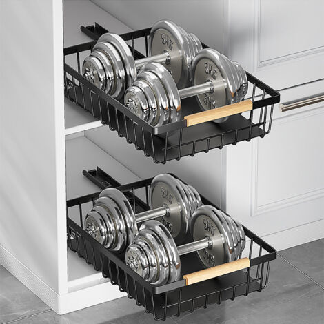 Organiseur d'armoire extensible 1 pièces, étagères coulissantes sans perçage pour armoires, panier coulissant multifonctionnel en maille pour cuisine, garde-manger, salle de bain, chambre à coucher, n