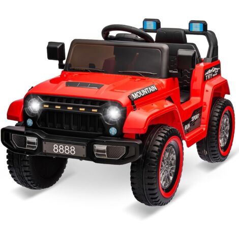 Voiture Electrique12 V pour Enfants avec Télécommande 2,4 G, Bluetooth, Musique, Klaxon et LED Phares pour Enfants 3-6 Ans, Cadeau Noël/Anniversaire,Rouge (1/5)