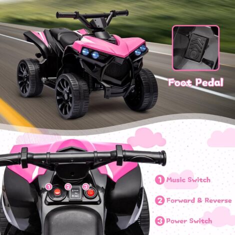 LALAHO – Quad électrique 12V Enfant – 2 Moteurs 35W – LED, Musique – Suspensions 4 Roues – Dès 3-8 Ans – Rose