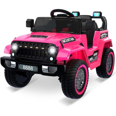 Voiture Electrique12 V pour Enfants avec Télécommande 2,4 G, Bluetooth, Musique, Klaxon et LED Phares pour Enfants 3-6 Ans, Cadeau Noël/Anniversaire,Magenta (1/5)