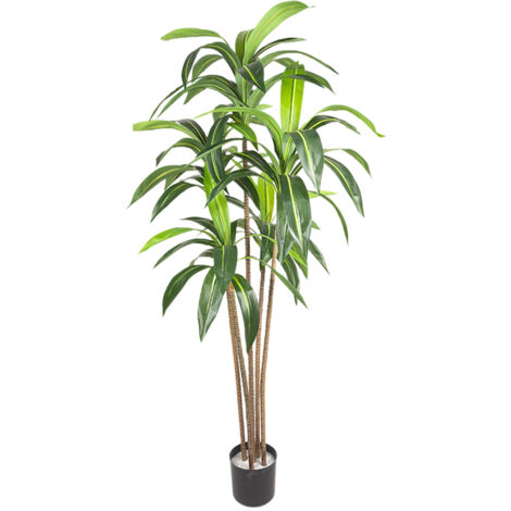 Arbre de jardin artificiel, 180 cm, 5 troncs, bois de fer brésilien, avec troncs et feuilles réalistes, grande plante verte artificielle pour salon, chambre, bureau - Vert (1/5)