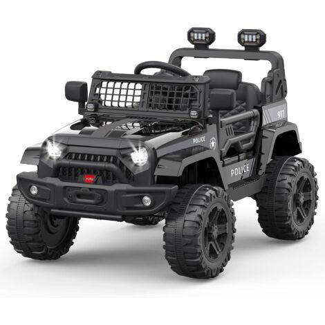Voiture électrique Enfant, 12 V Voiture électrique Enfants avec Suspension à Ressort, lumières LED, Bluetooth, 2 Vitesses pour de 3 à 8 Ans,Noir