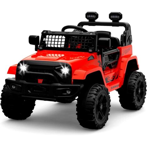 Voiture électrique Enfant, 12 V Voiture électrique Enfants avec Suspension à Ressort, lumières LED, Bluetooth, 2 Vitesses pour de 3 à 8 Ans,Rouge