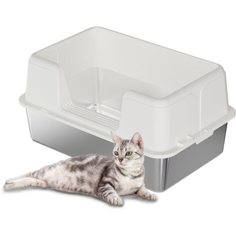 L Liti re Pour Chat En Acier Inoxydable Avec Couvercle 50 X 35 X 26 5 l-liti-re-pour-chat-en-acier-inoxydable-avec-couvercle-50-x-35-x-26-5