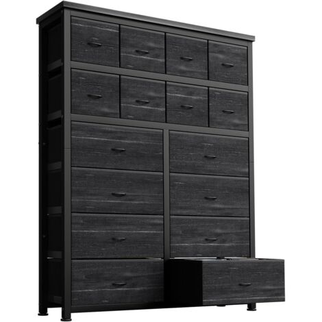 Commode De Rangement 16 Tiroirs, Commode De Chambre, Organisateur De Vêtements, Noir (1/5)