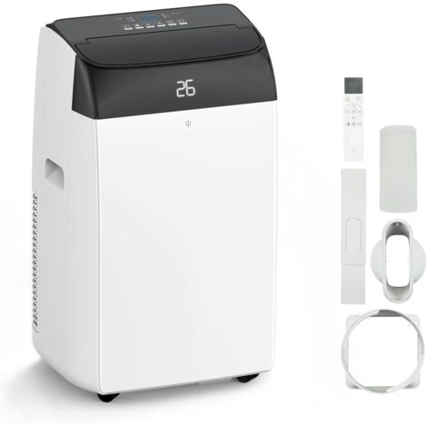 10000 BTU Climatiseur Mobile Silencieux, Limatiseur Portable 4 Fonctions Refroidissement/Déshumidification/Ventilation/Suivi, Télécommande(Noir)