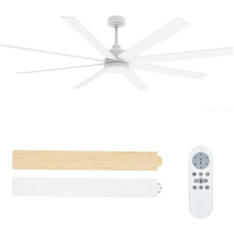 72" Ventilateur de Plafond avec Éclairage Intégré, Moteur CC Silencieux à 8 Pales, 6 Vitesses Réglables, 3 Températures de Couleur Réglables, Minuterie(Blanc) (1/5)