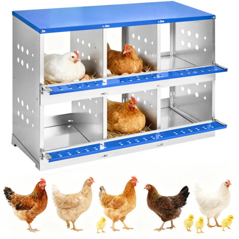 Pondoir Poules Pondeuses 6 Compartiments, Aération Intégrée, Murale / Sol, Résiste Aux Coups De Bec , Ramassage Des Œufs, Sans couvercle, Bleu (1/5)