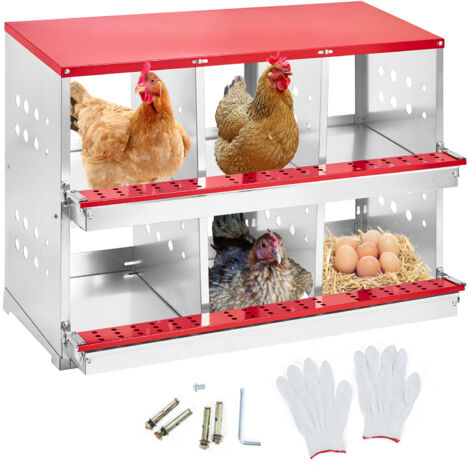 Pondoir pour Poules Nichoirs 6 Compartiments, Aération Intégrée, Murale / Sol, Résiste Aux Coups De Bec , Ramassage Facile Des Œufs (1/5)