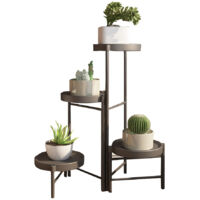 Support Plantes Intérieur Étagère 4 Niveaux Porte Plante Intérieur et Porte Plante Extérieur, Étagère Plante en Métal Noir pour Petites Plantes, Supports de Pots de Fleurs pour Salon
