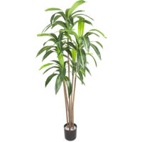 Arbre de jardin artificiel, 180 cm, 5 troncs, bois de fer brésilien, avec troncs et feuilles réalistes, grande plante verte artificielle pour salon, chambre, bureau - Vert