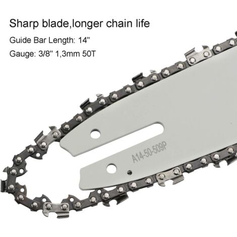 Guide-chaîne & 4 Chaînes de tronçonneuses,Guide tronçonneuse 35cm,Chaînes de tronçonneuses à gouges carrées 3/8" 1,3 mm 50 maillons longueur compatible avec STIHL