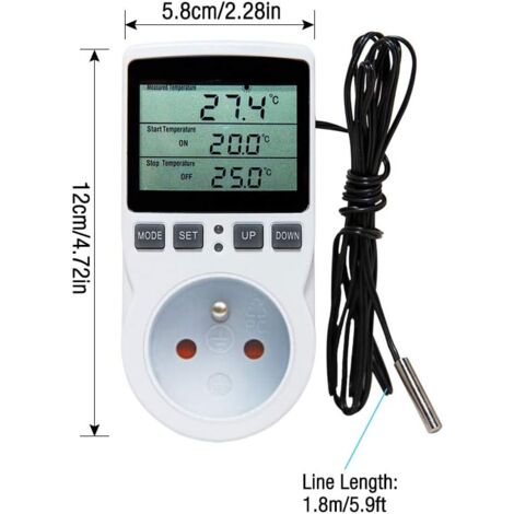 Regulateur Température Numérique,Prise Thermostat Chauffage Refroidissement Regulateur De Temperature LCD,200v-250v pour Régulateur Température Ferme