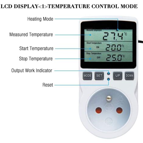 Regulateur Température Numérique,Prise Thermostat Chauffage Refroidissement Regulateur De Temperature LCD,200v-250v pour Régulateur Température Ferme