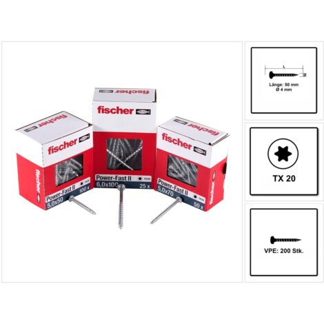 fischer Power-Fast II 4,0x50 PH blvz VG TX 200 100 Stk