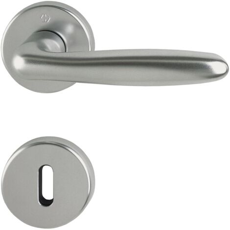 Hoppe Drückergarnitur Verona Türklinke mit Rosette BB mit Schnellstift, TS 37-47, Aluminium Edelstahl-Effekt