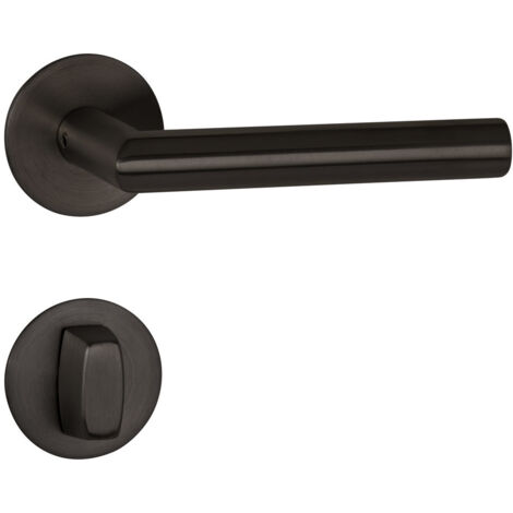 HERMAT Drückergarnitur mit Rosetten BASIC 02 1802/2636.FL, Edelstahl, smoke black