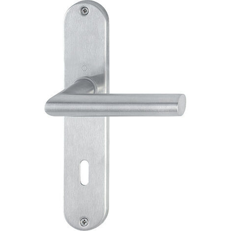 HOPPE OT-DRG, Langschild, oval, Amsterdam, E1400Z/302, BB gelocht, 8/72, edelstahl matt