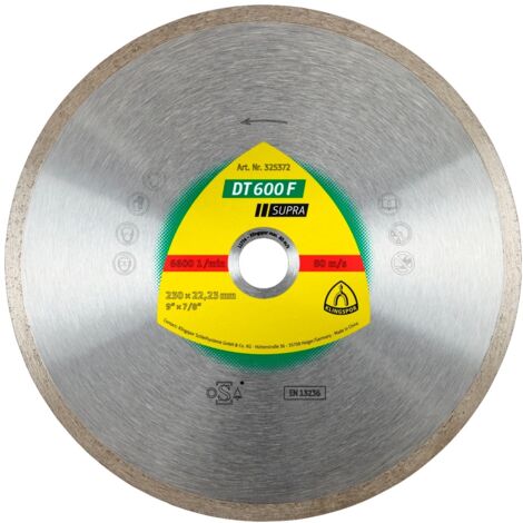Klingspor DT 600 F Diamanttrennscheiben, 230 x 1,9 x 22,23 mm 1,9 x 7 mm, geschlossener Rand