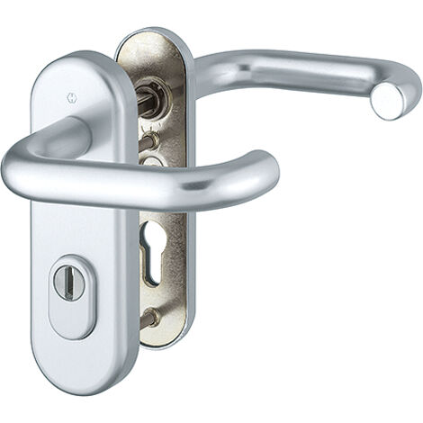 HOPPE® FH Schutz-Drückergarnitur mit Kurzschild Paris FS-138F/3332KZA/353K-1, Aluminium, 1902313 (1/2)