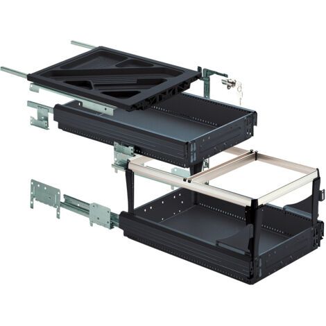 Hettich Büromöb.-Container-Set, mit Teil- u. Überauszug, Systema Top 2000 46737, Stahl