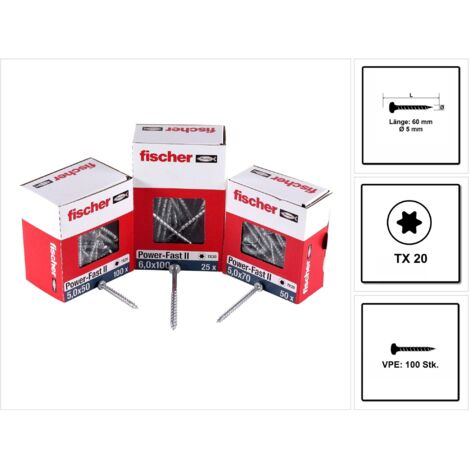 fischer Power-Fast II 5,0x60 PH blvz VG TX 100 100 Stk (1/5)