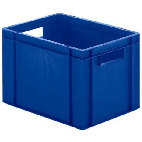 LA-KA-PE Transport-Stapelkasten B400xT300xH270 mm blau, geschlossen mit Griffloch