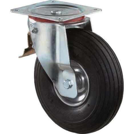 BS ROLLEN Luftrad D.260mm Trgf.130kg m.Platte Lenkrolle Luftbereifung schwarz BS ROLLEN