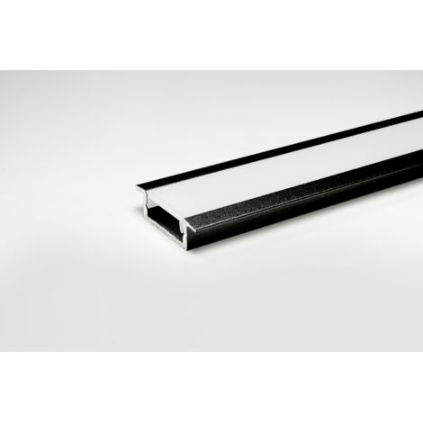 L&S LED Leuchtenprofil London, 24,5x7mm, Einbau, Alu schwarz E6/C35, L: 3080mm (1/5)