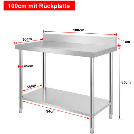 Tavolo Da Lavoro In Acciaio Inox 100x60x85 Cm - Con Ripiano E Alzata, Per Cucina Professionale O Casa - Foto 12