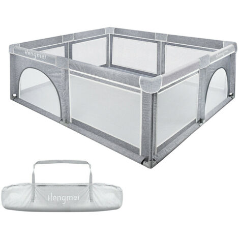 Box Per Bambini NAIZY XXL 200x180cm - Recinto Pieghevole Con Rete Traspirante Grigio - Foto 12