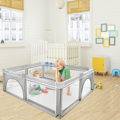 Box Per Bambini NAIZY XXL 200x180cm - Recinto Pieghevole Con Rete Traspirante Grigio - Foto 5