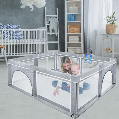 Box Per Bambini NAIZY XXL 200x180cm - Recinto Pieghevole Con Rete Traspirante Grigio - Foto 7