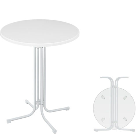 Tavolo Alto Da Bar Rotondo Pieghevole In Alluminio - Altezza Regolabile 74/114 Cm, Diametro 60 Cm - Foto 10