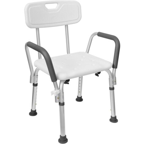Aufun Sgabello Da Doccia Regolabile In Altezza 38-53 Cm, Sedile Antiscivolo In Alluminio E HDPE, Carico 136 Kg, Per Anziani E Donne Incinte