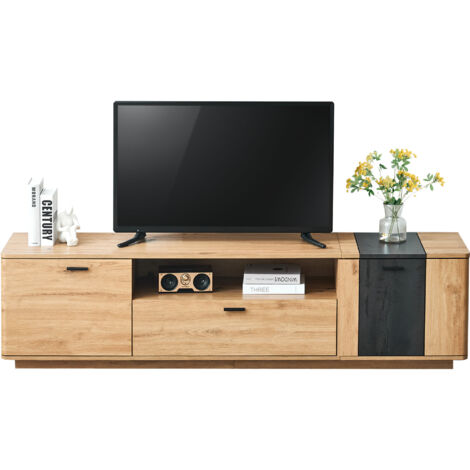 Homcom Mobile Tv con 3 ripiani in Vetro Temperato Nero 65x38x50cm