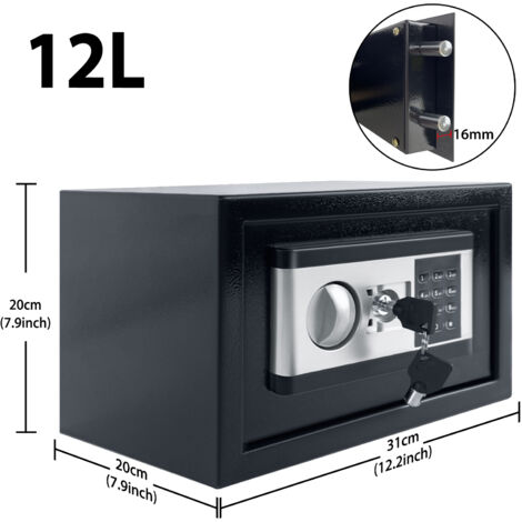 Cassaforte Elettronica Digitale 4.6 Litri - Serratura A Codice Con 2 Chiavi Di Emergenza