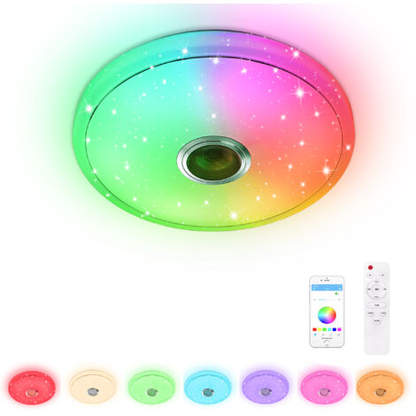 VOMI Plafoniera LED con Altoparlante Plafoniere da Soffitto Dimmerabile RGB Colo