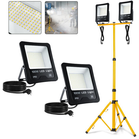 Faretto LED Da Cantiere Trano 50W Con Cavo 3m, IP65: Luce Da Esterno Gialla, Resistente Alle Intemperie E Agli Urti