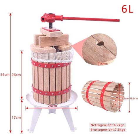 AUFUN Pressa per frutta per succhi Pressa per vino Pressa er succo di frutta Pressa per polpa Macinatore di frutta, Pressa di frutta, 6 L