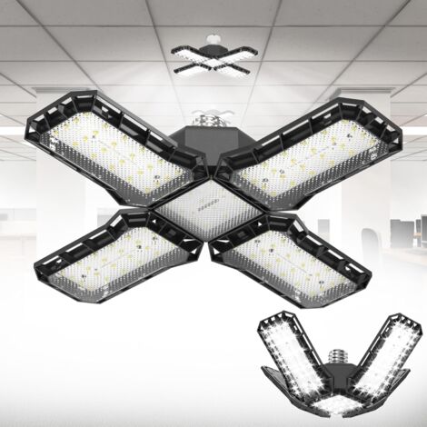 BNGGOGO 2 pannelli regolabili da 150 W per illuminazione garage, 15000 lm, deformabili, E27, ultra luminosi, per garage, officina, magazzino, luce