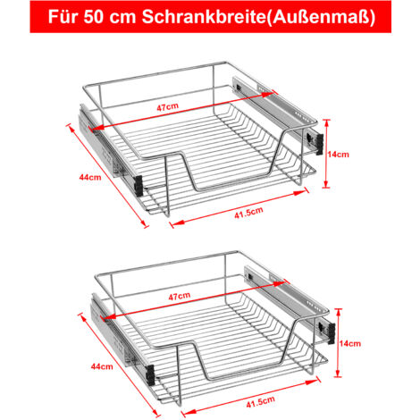 AUFUN Accesorios para ordenar la cocina cajón telescópico extraíble, estante para armario o cajones de cocina, dormitorio, cesta extraíble de 50 cm, 2 piezas