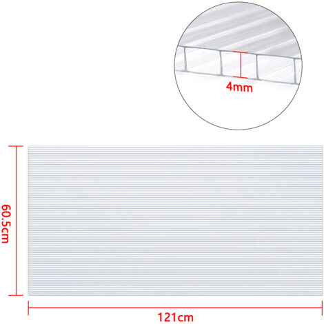 Lastre In Policarbonato Alveolare - 14 Pezzi 605x1210x4 Mm, Per Serre E Tettoie, Con Clip Di Montaggio - Foto 9
