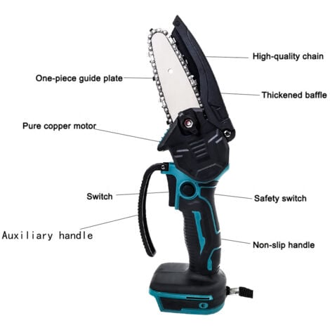 Akku-Kettensägen, 4-Zoll-Elektrokettensägen mit Kabel, Einhand-Mini-Kettensäge, nur Gehäuse (keine Batterie),Kompatibel mit Makita-Akku, für Holzscheren
