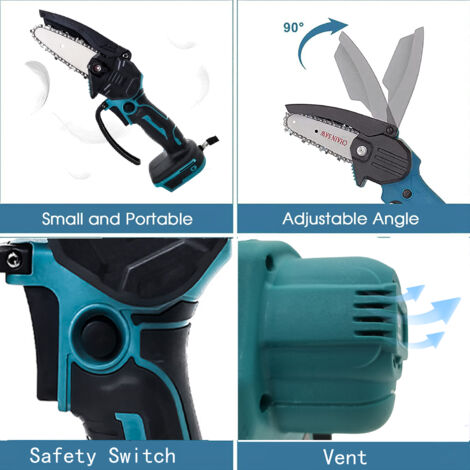 Akku-Kettensägen, 4-Zoll-Elektrokettensägen mit Kabel, Einhand-Mini-Kettensäge, nur Gehäuse (keine Batterie),Kompatibel mit Makita-Akku, für Holzscheren