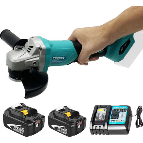 Stichsäge,Hochleistungs-125-mm-Akku-Winkelschleifer, bürstenlos, Schleifmaschine, Schleifmaschine, Ersatz für Makita 18 V + 2 x 5500 mAh Li-Ionen-Akku + Ladegerät DC18RC (1/5)