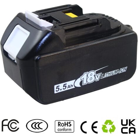 TEETOK 18V 5.5Ah Akku Kompatibel mit Makita-Akku Ersatzbatterie mit LED-Bildschirm BL1850 BL1840 BL1860 LXT & DC18RC Ersatz-Ladegerät 14.4V - 18V  2 x Akkus und 1 x Ladegerät